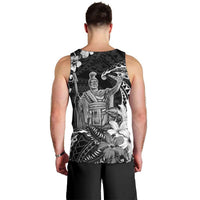 Hawaii King Kamehameha Day Men Tank Top Polynesian Pattern Mix Hibiscus Black