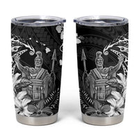 Hawaii King Kamehameha Day Tumbler Cup Polynesian Pattern Mix Hibiscus Black