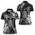 Hawaii King Kamehameha Day Women Polo Shirt Polynesian Pattern Mix Hibiscus Black