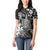 Hawaii King Kamehameha Day Women Polo Shirt Polynesian Pattern Mix Hibiscus Black