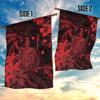 Hawaii King Kamehameha Day Garden Flag Polynesian Pattern Mix Hibiscus Red