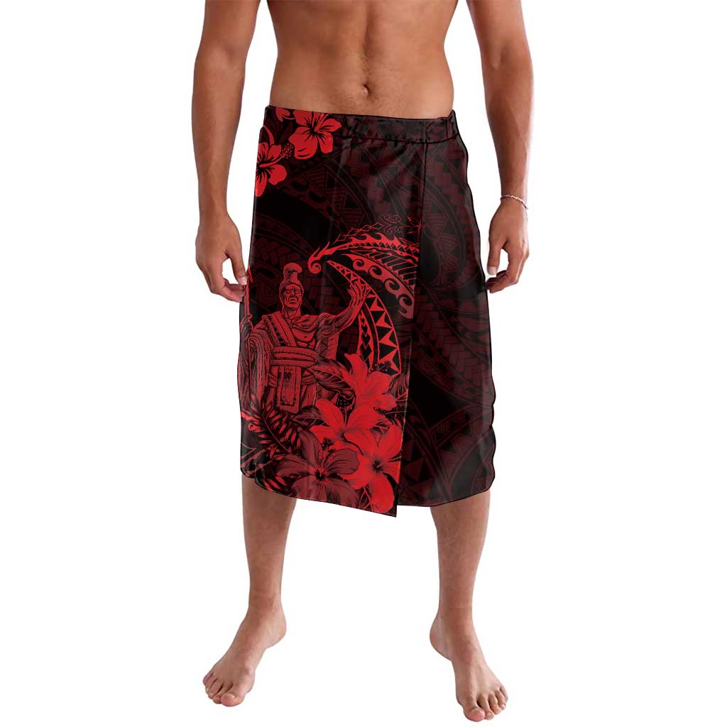 Hawaii King Kamehameha Day Lavalava Polynesian Pattern Mix Hibiscus Red