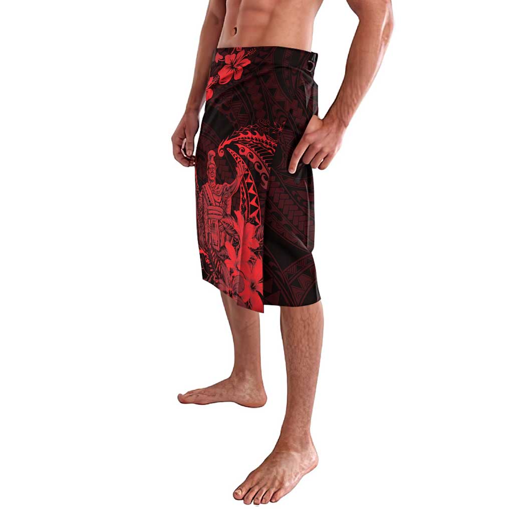 Hawaii King Kamehameha Day Lavalava Polynesian Pattern Mix Hibiscus Red
