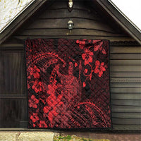 Hawaii King Kamehameha Day Quilt Polynesian Pattern Mix Hibiscus Red