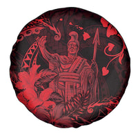 Hawaii King Kamehameha Day Spare Tire Cover Polynesian Pattern Mix Hibiscus Red