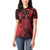 Hawaii King Kamehameha Day Women Polo Shirt Polynesian Pattern Mix Hibiscus Red