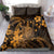 Hawaii King Kamehameha Day Bedding Set Polynesian Pattern Mix Hibiscus Gold