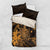 Hawaii King Kamehameha Day Bedding Set Polynesian Pattern Mix Hibiscus Gold