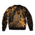 Hawaii King Kamehameha Day Bomber Jacket Polynesian Pattern Mix Hibiscus Gold