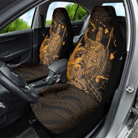 Hawaii King Kamehameha Day Car Seat Cover Polynesian Pattern Mix Hibiscus Gold