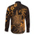 Hawaii King Kamehameha Day Family Matching Long Sleeve Bodycon Dress and Hawaiian Shirt Polynesian Pattern Mix Hibiscus Gold