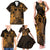 Hawaii King Kamehameha Day Family Matching Tank Maxi Dress and Hawaiian Shirt Polynesian Pattern Mix Hibiscus Gold