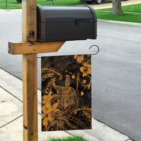 Hawaii King Kamehameha Day Garden Flag Polynesian Pattern Mix Hibiscus Gold