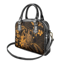 Hawaii King Kamehameha Day Shoulder Handbag Polynesian Pattern Mix Hibiscus Gold