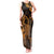 Hawaii King Kamehameha Day Tank Maxi Dress Polynesian Pattern Mix Hibiscus Gold