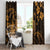 Hawaii King Kamehameha Day Window Curtain Polynesian Pattern Mix Hibiscus Gold