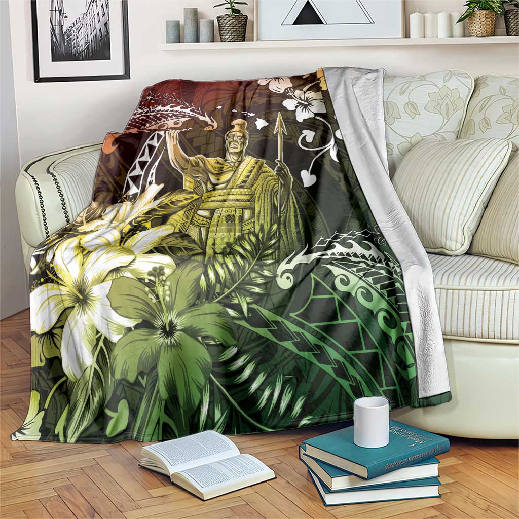 Hawaii King Kamehameha Day Blanket Polynesian Pattern Mix Hibiscus Reggae