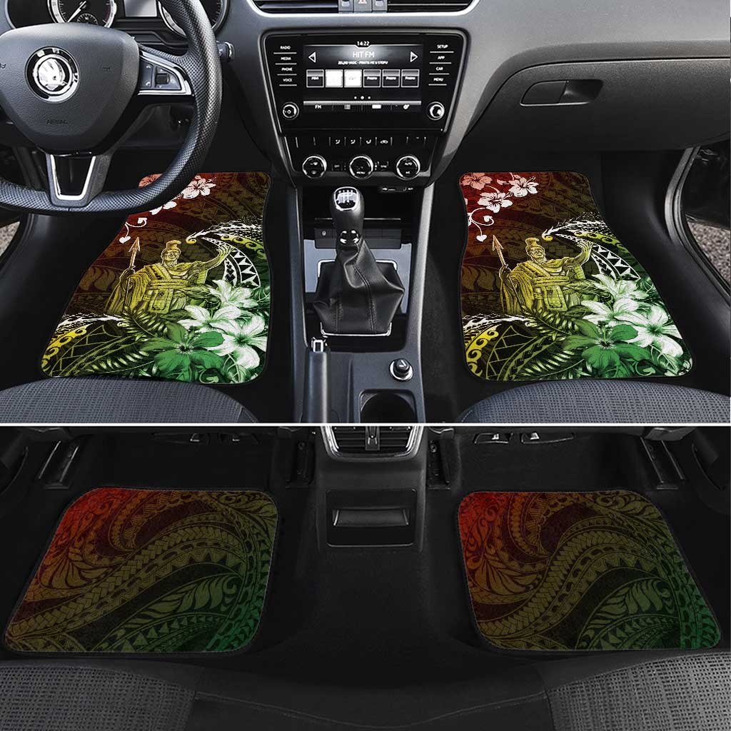 Hawaii King Kamehameha Day Car Mats Polynesian Pattern Mix Hibiscus Reggae