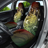 Hawaii King Kamehameha Day Car Seat Cover Polynesian Pattern Mix Hibiscus Reggae