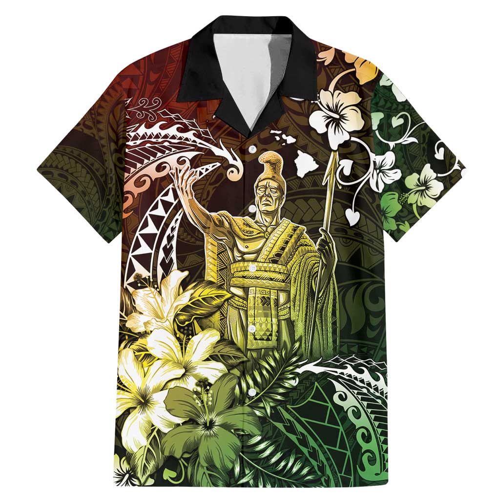 Hawaii King Kamehameha Day Family Matching Mermaid Dress and Hawaiian Shirt Polynesian Pattern Mix Hibiscus Reggae