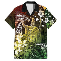 Hawaii King Kamehameha Day Family Matching Summer Maxi Dress and Hawaiian Shirt Polynesian Pattern Mix Hibiscus Reggae