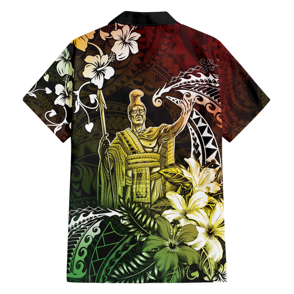 Hawaii King Kamehameha Day Family Matching Summer Maxi Dress and Hawaiian Shirt Polynesian Pattern Mix Hibiscus Reggae