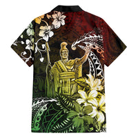 Hawaii King Kamehameha Day Hawaiian Shirt Polynesian Pattern Mix Hibiscus Reggae