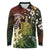 Hawaii King Kamehameha Day Long Sleeve Polo Shirt Polynesian Pattern Mix Hibiscus Reggae