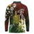 Hawaii King Kamehameha Day Long Sleeve Polo Shirt Polynesian Pattern Mix Hibiscus Reggae