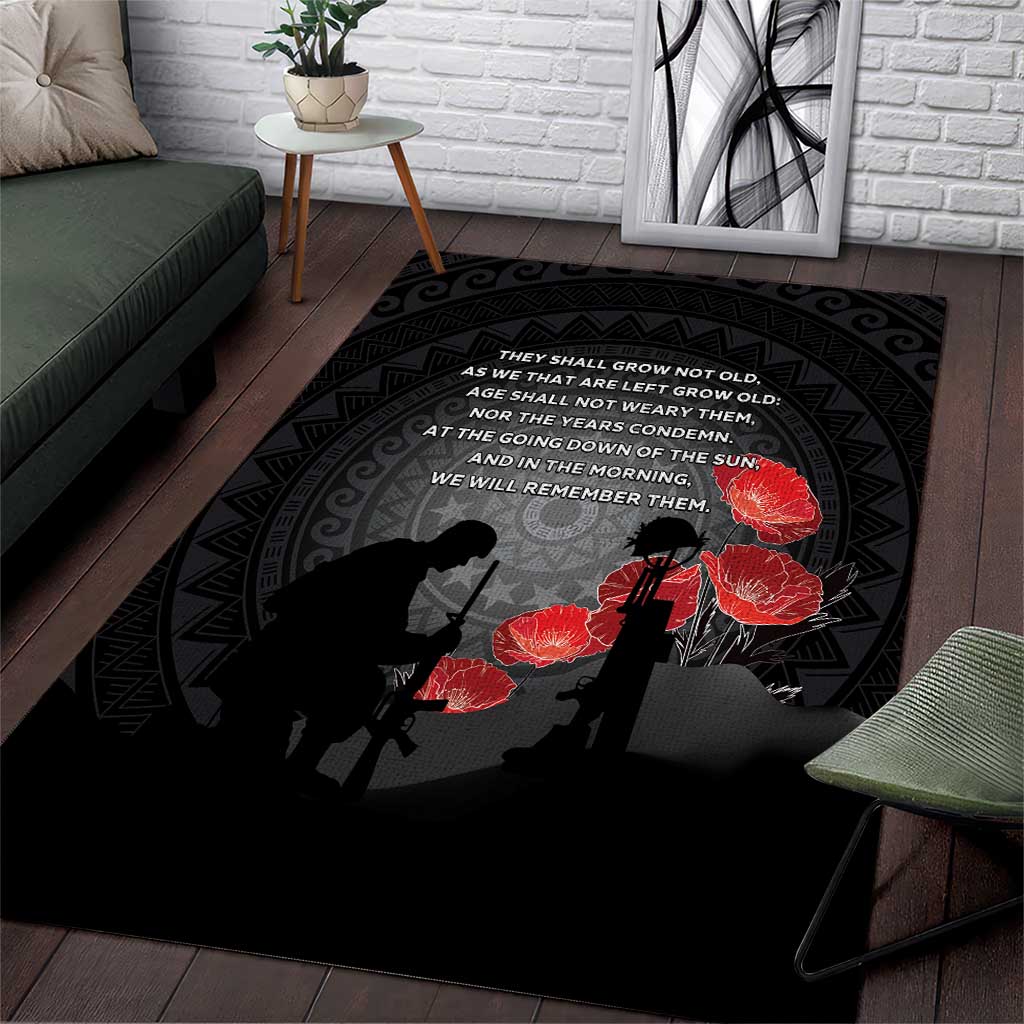 Cook Islands ANZAC Day Area Rug Soldier Silhouette Remembrance