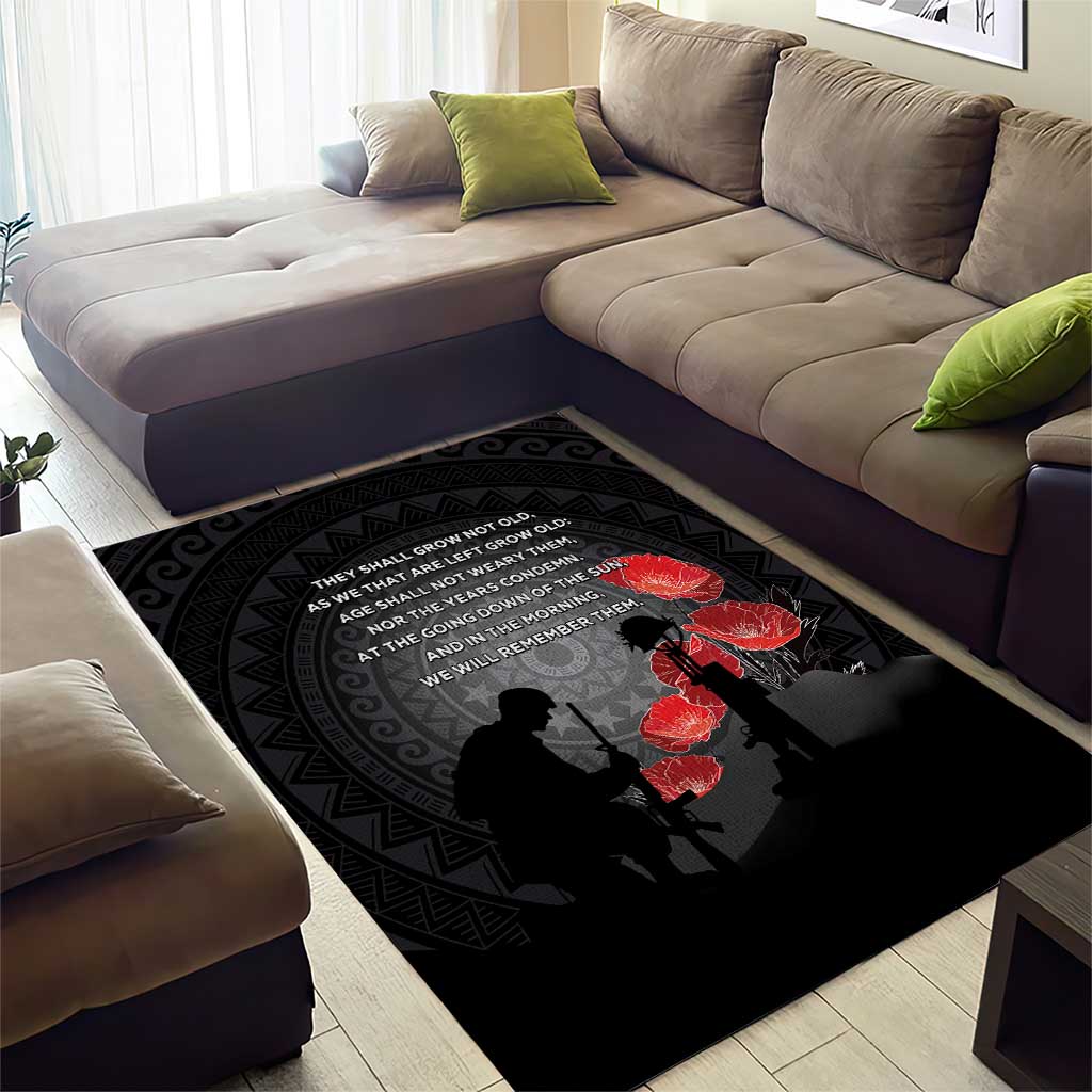Cook Islands ANZAC Day Area Rug Soldier Silhouette Remembrance
