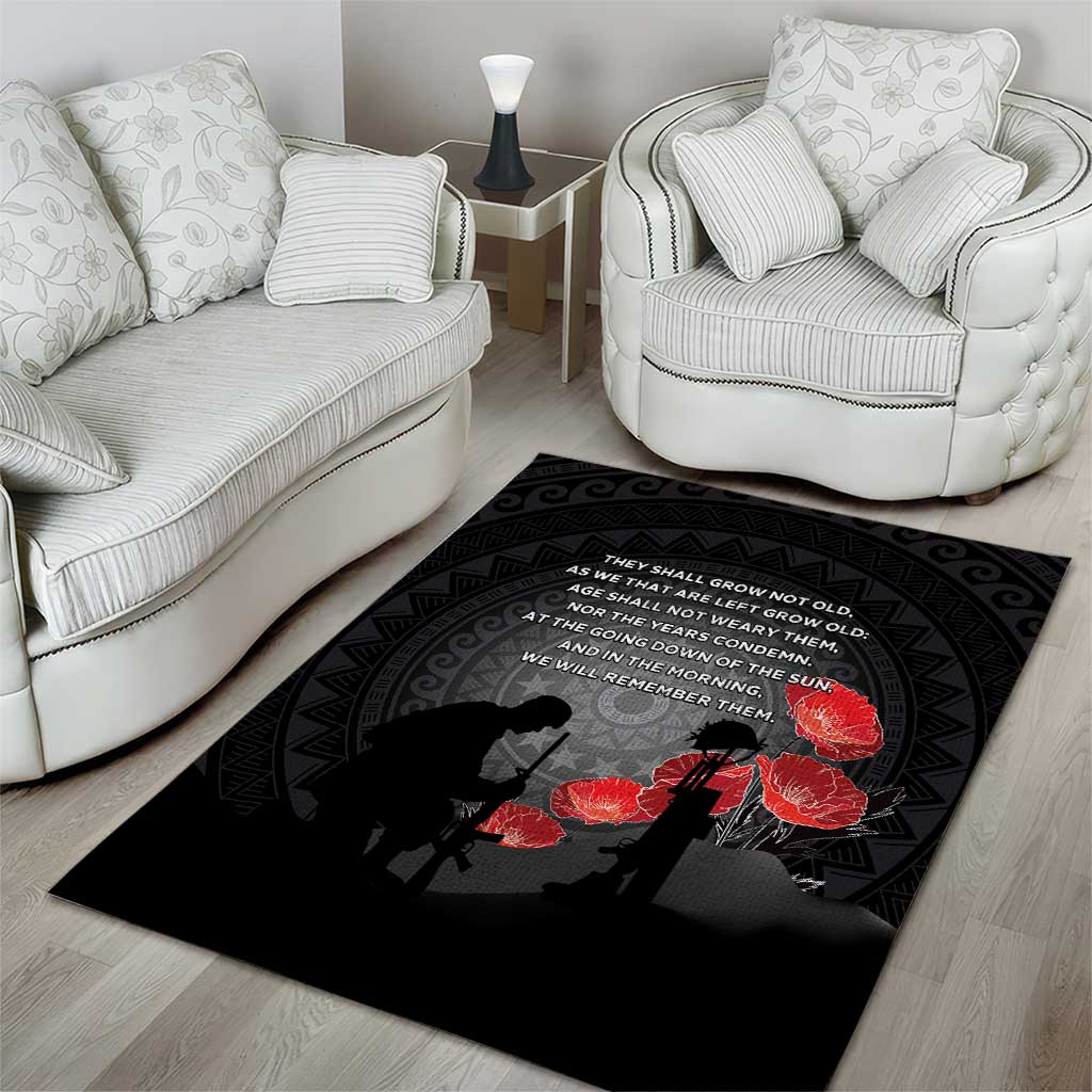 Cook Islands ANZAC Day Area Rug Soldier Silhouette Remembrance