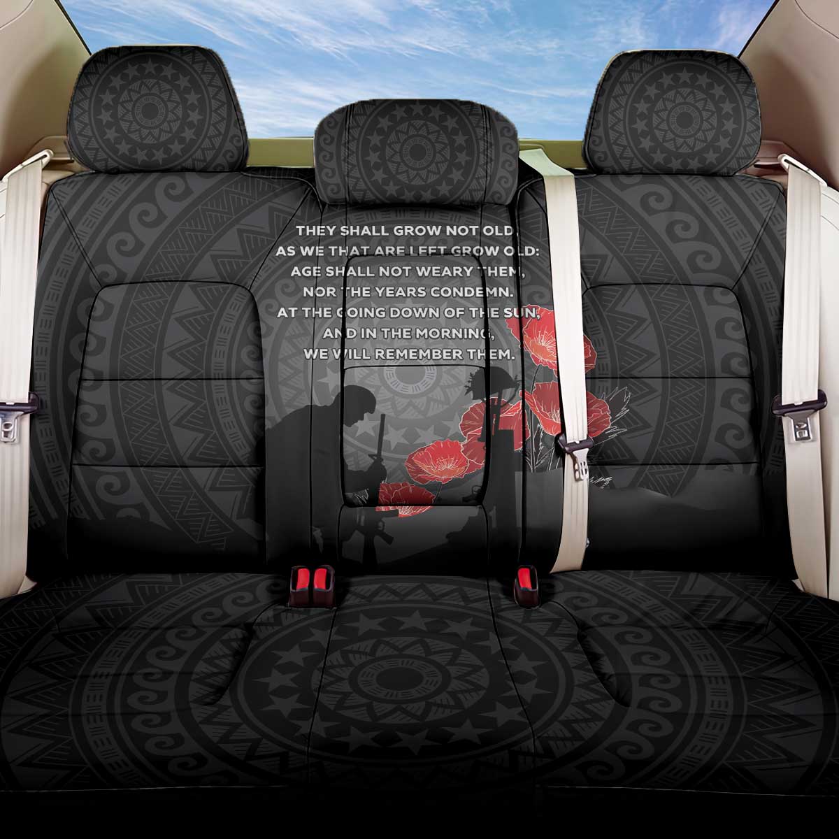 Cook Islands ANZAC Day Back Car Seat Cover Soldier Silhouette Remembrance