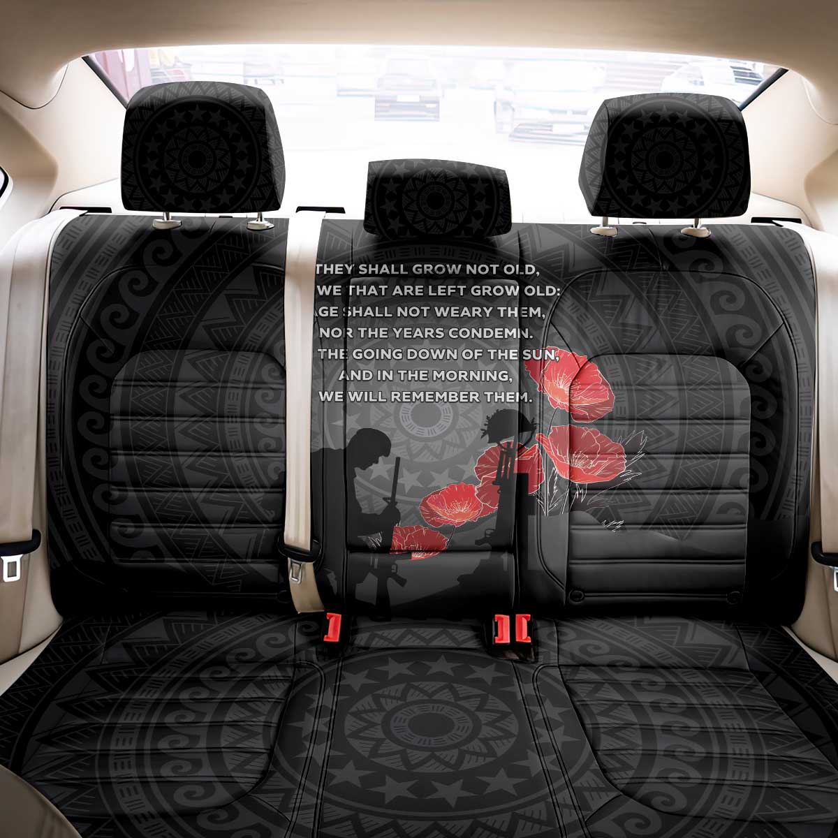 Cook Islands ANZAC Day Back Car Seat Cover Soldier Silhouette Remembrance