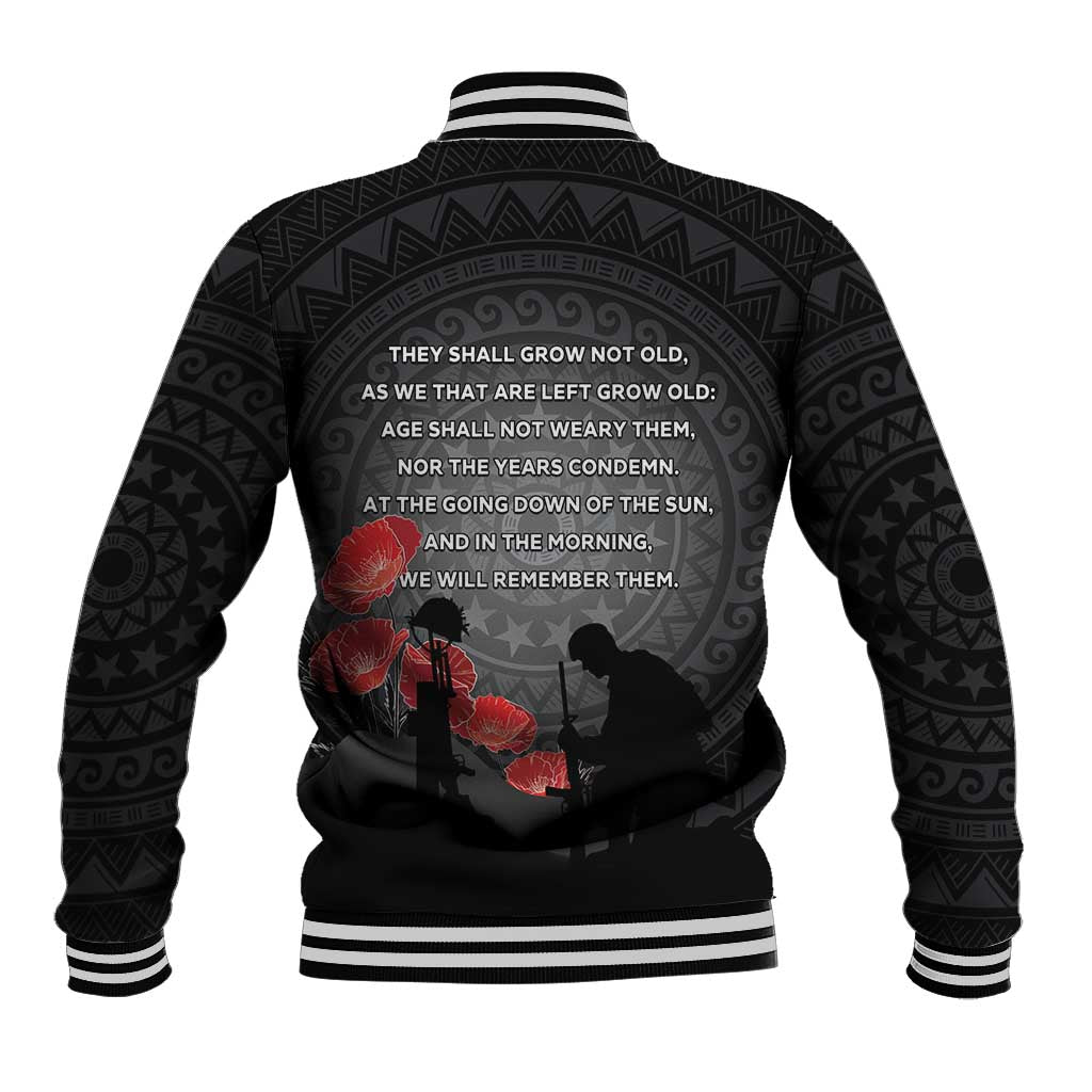 Cook Islands ANZAC Day Baseball Jacket Soldier Silhouette Remembrance