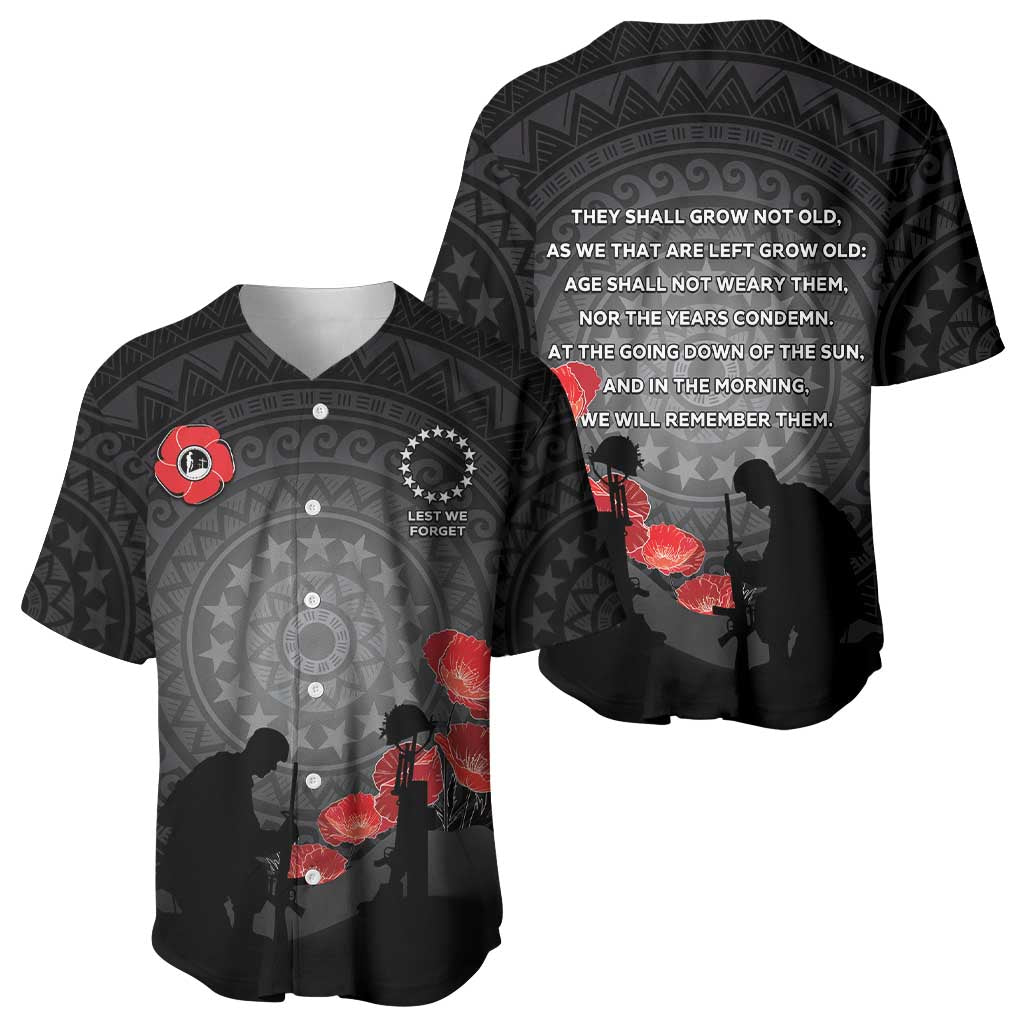 Cook Islands ANZAC Day Baseball Jersey Soldier Silhouette Remembrance LT05 - Polynesian Pride
