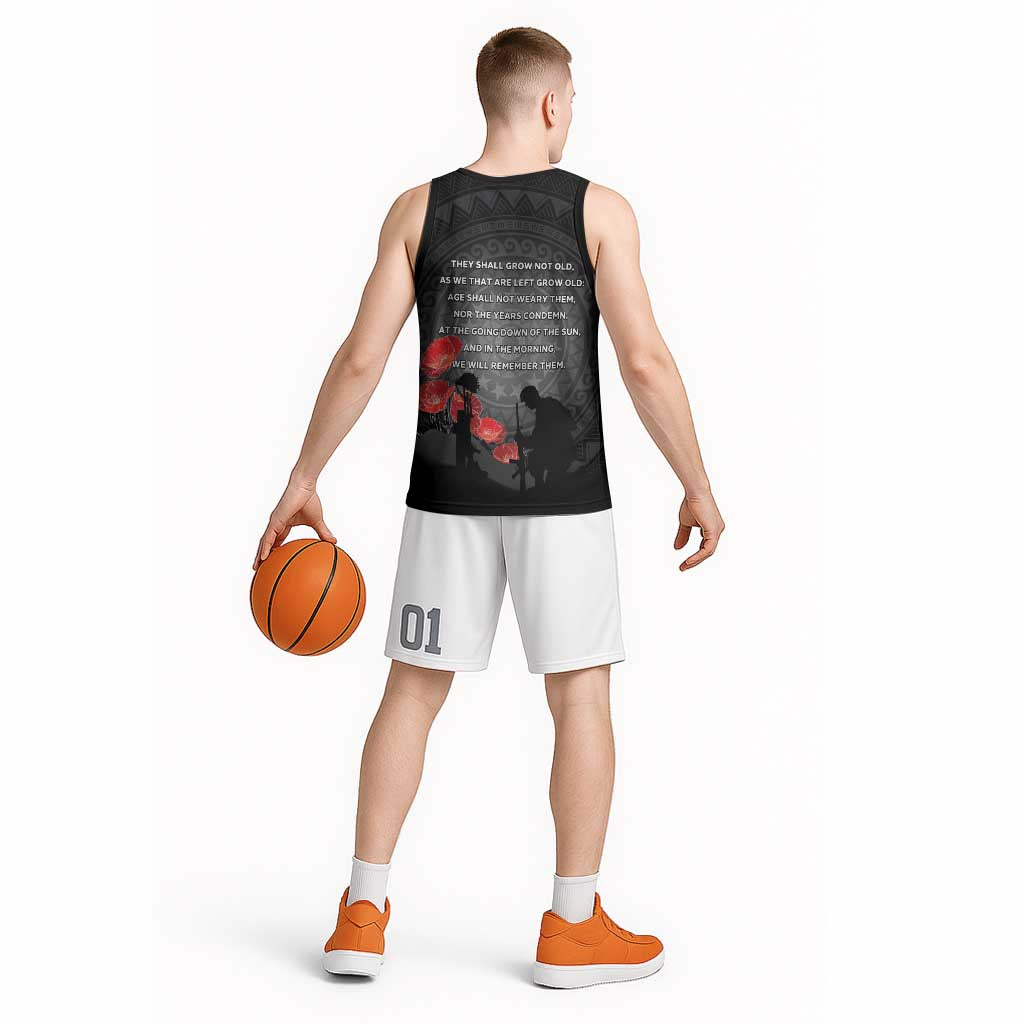 Cook Islands ANZAC Day Basketball Jersey Soldier Silhouette Remembrance LT05 - Polynesian Pride
