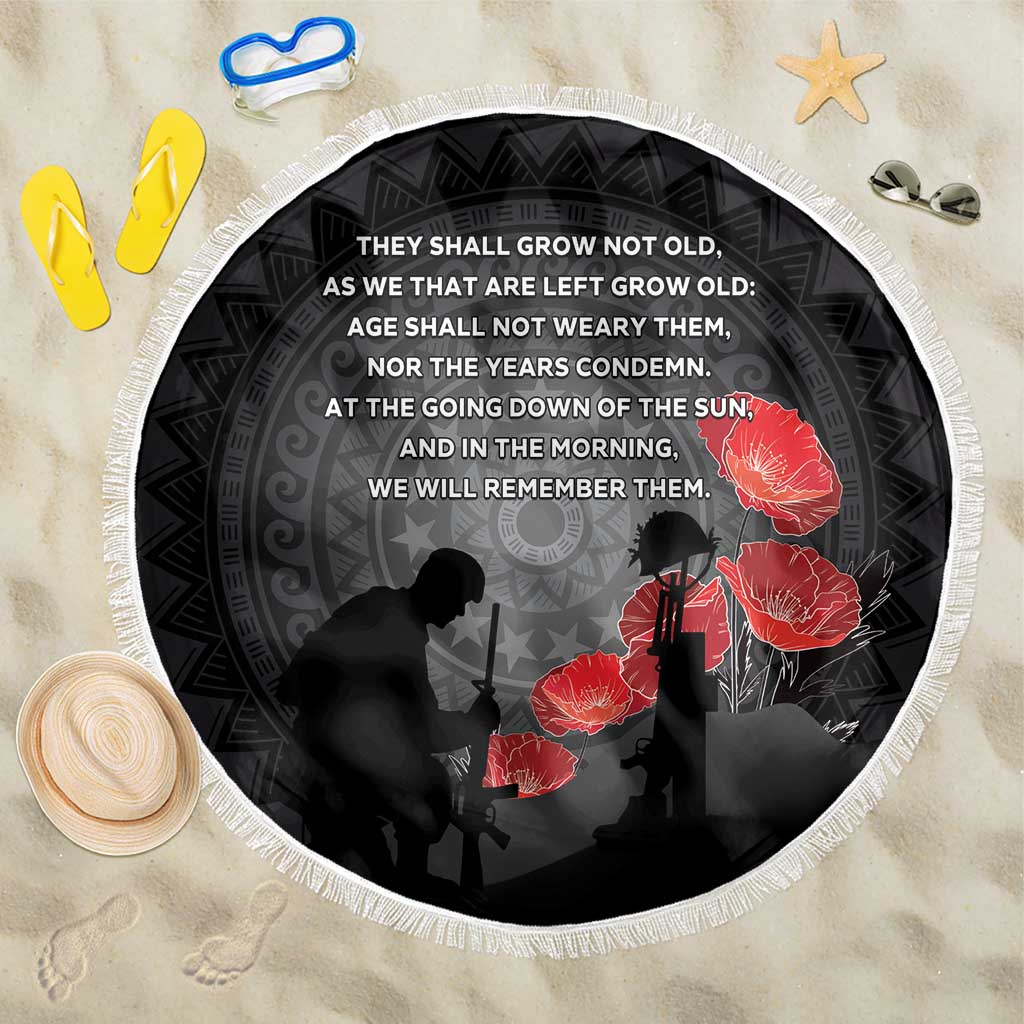 Cook Islands ANZAC Day Beach Blanket Soldier Silhouette Remembrance