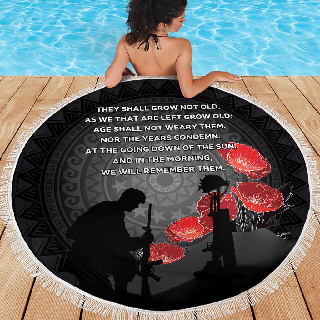 Cook Islands ANZAC Day Beach Blanket Soldier Silhouette Remembrance