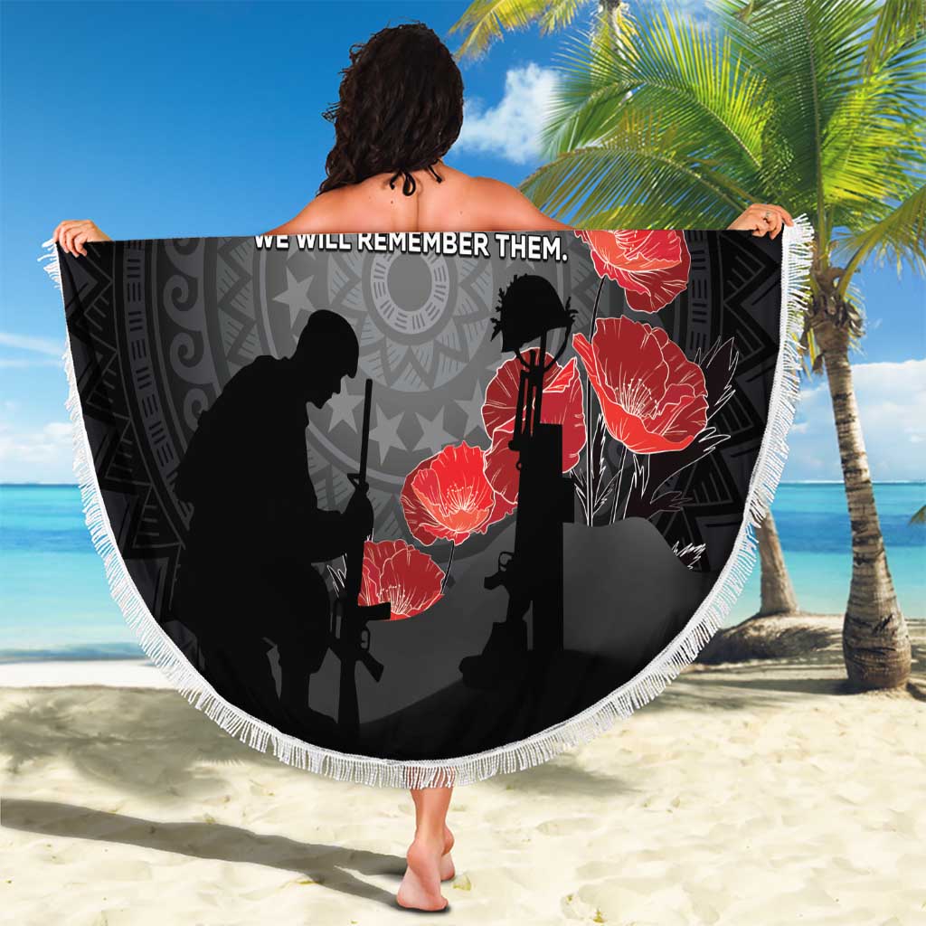 Cook Islands ANZAC Day Beach Blanket Soldier Silhouette Remembrance