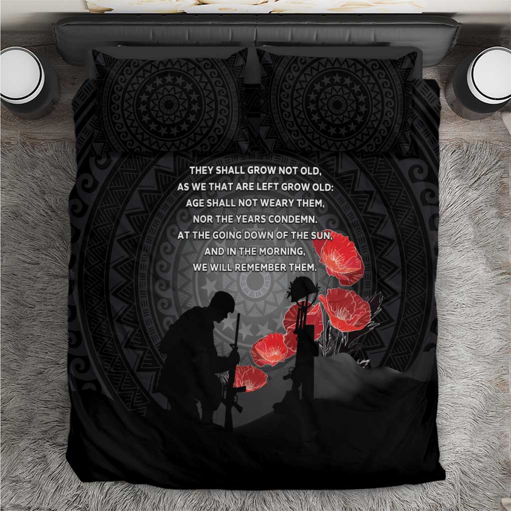 Cook Islands ANZAC Day Bedding Set Soldier Silhouette Remembrance