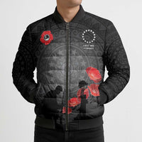 Cook Islands ANZAC Day Bomber Puffer Jacket Soldier Silhouette Remembrance LT05 - Polynesian Pride