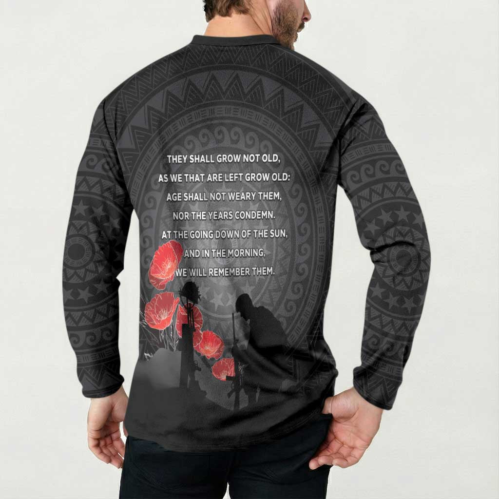 Cook Islands ANZAC Day Button Sweatshirt Soldier Silhouette Remembrance LT05 - Polynesian Pride