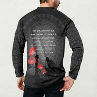 Cook Islands ANZAC Day Button Sweatshirt Soldier Silhouette Remembrance LT05 - Polynesian Pride