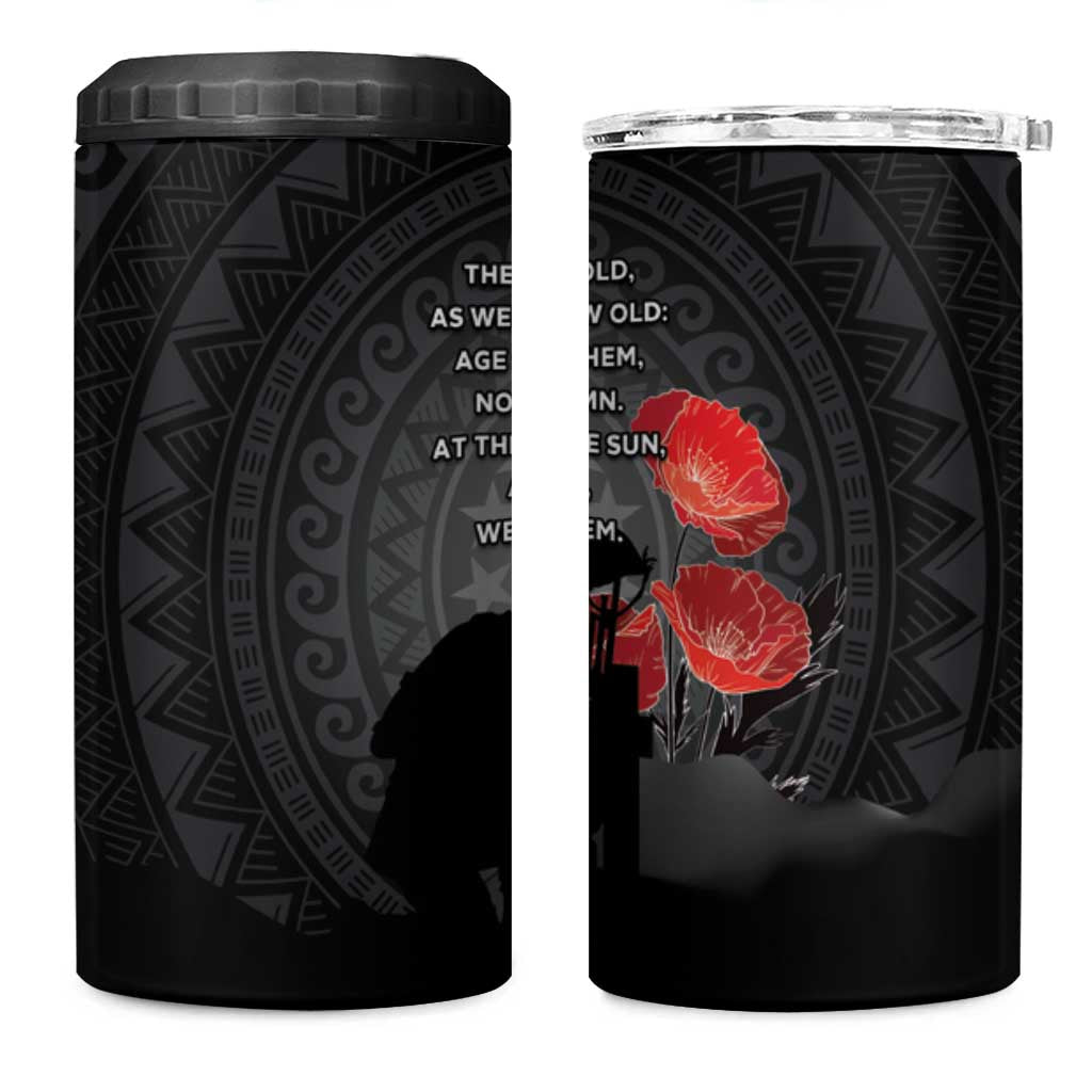 Cook Islands ANZAC Day 4 in 1 Can Cooler Tumbler Soldier Silhouette Remembrance LT05 One Size: 16 oz Black - Polynesian Pride