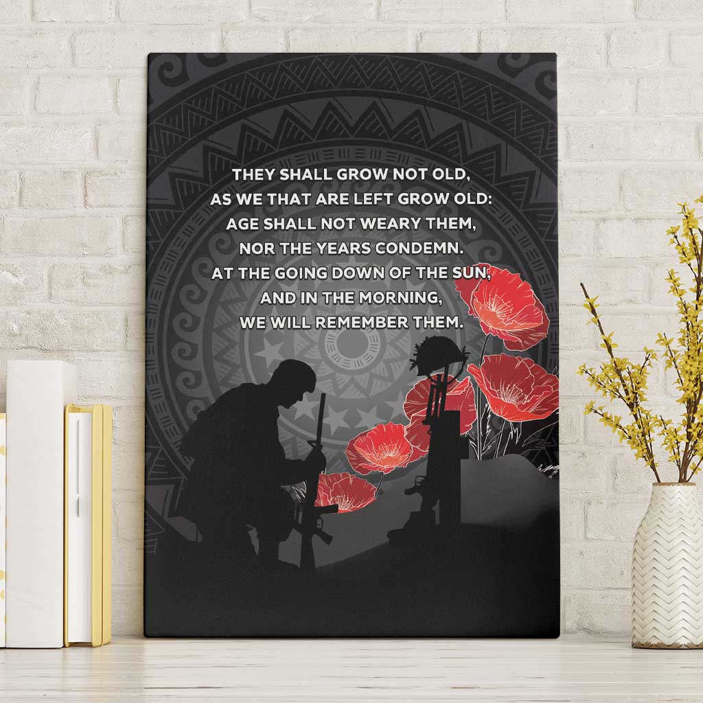 Cook Islands ANZAC Day Canvas Wall Art Soldier Silhouette Remembrance LT05 Without Frame Black - Polynesian Pride