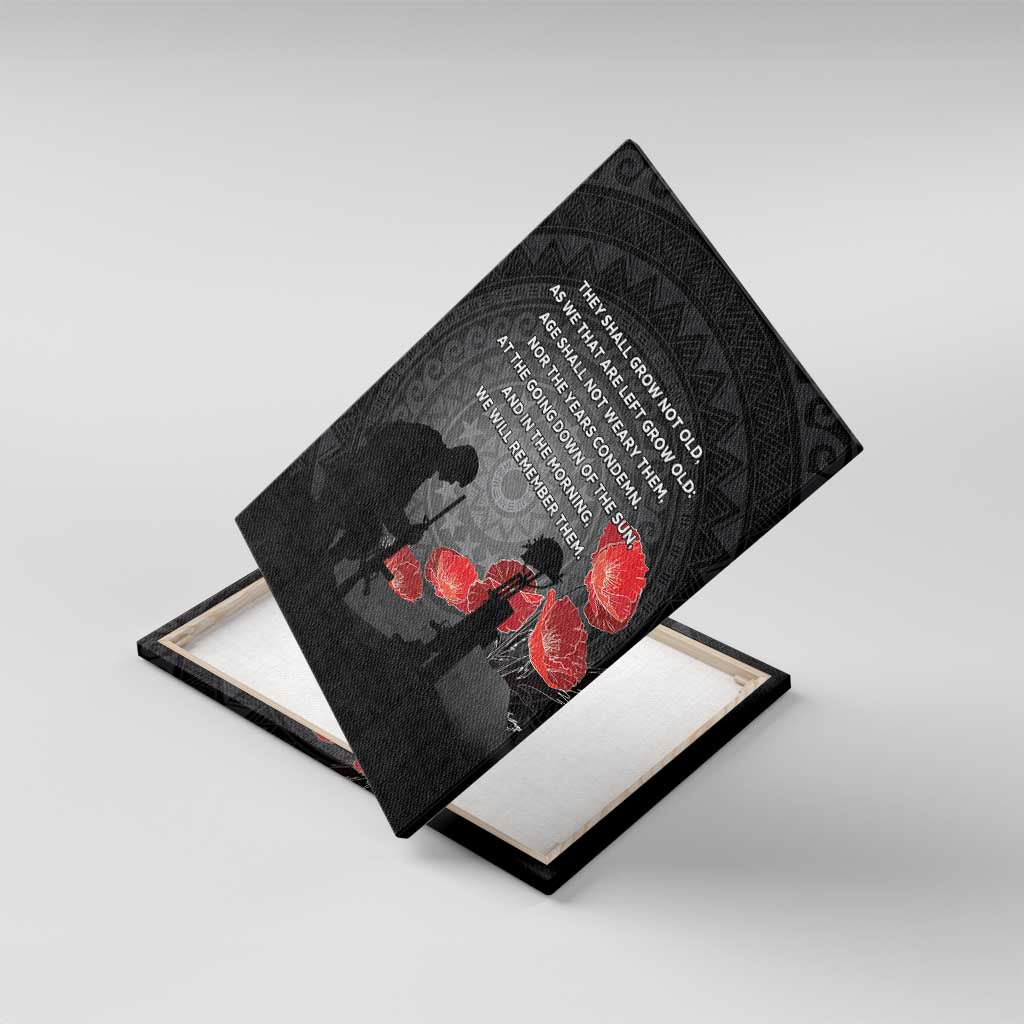 Cook Islands ANZAC Day Canvas Wall Art Soldier Silhouette Remembrance LT05 With Frame Black - Polynesian Pride