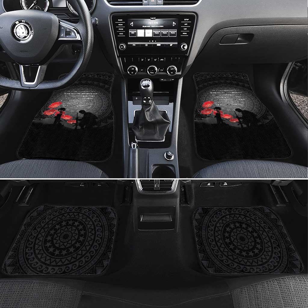 Cook Islands ANZAC Day Car Mats Soldier Silhouette Remembrance LT05 Set 4pcs Black - Polynesian Pride