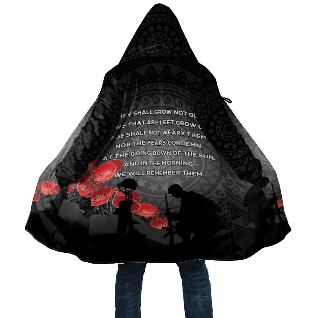 Cook Islands ANZAC Day Cloak Soldier Silhouette Remembrance LT05 Unisex Black - Polynesian Pride