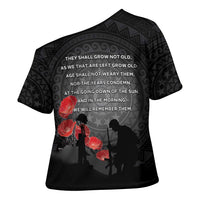 Cook Islands ANZAC Day Cross Shoulder Shirt Soldier Silhouette Remembrance LT05 - Polynesian Pride